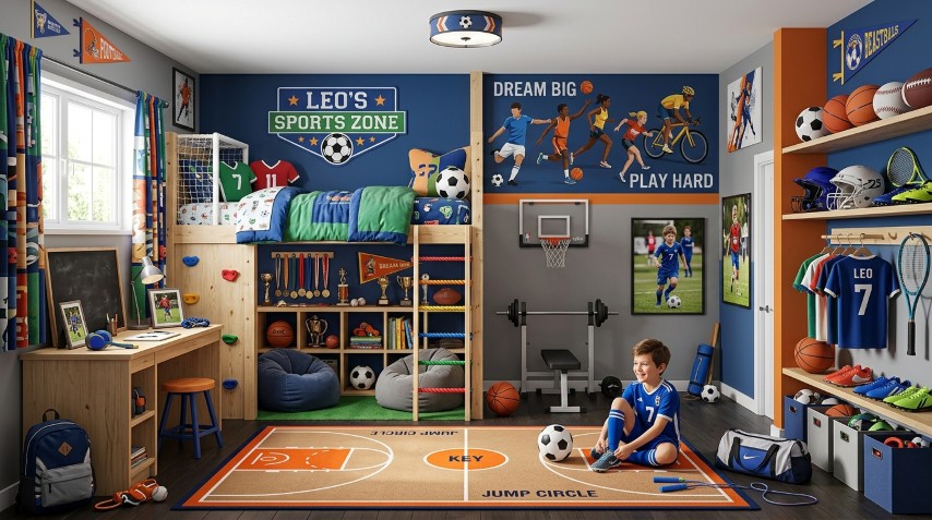 Детская комната для юного спортсмена: идеи интерьера и организации пространства