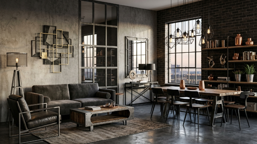 Как добавить в интерьер стиль лофт с помощью металлических элементов